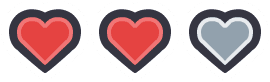 Red Double Outline Heart